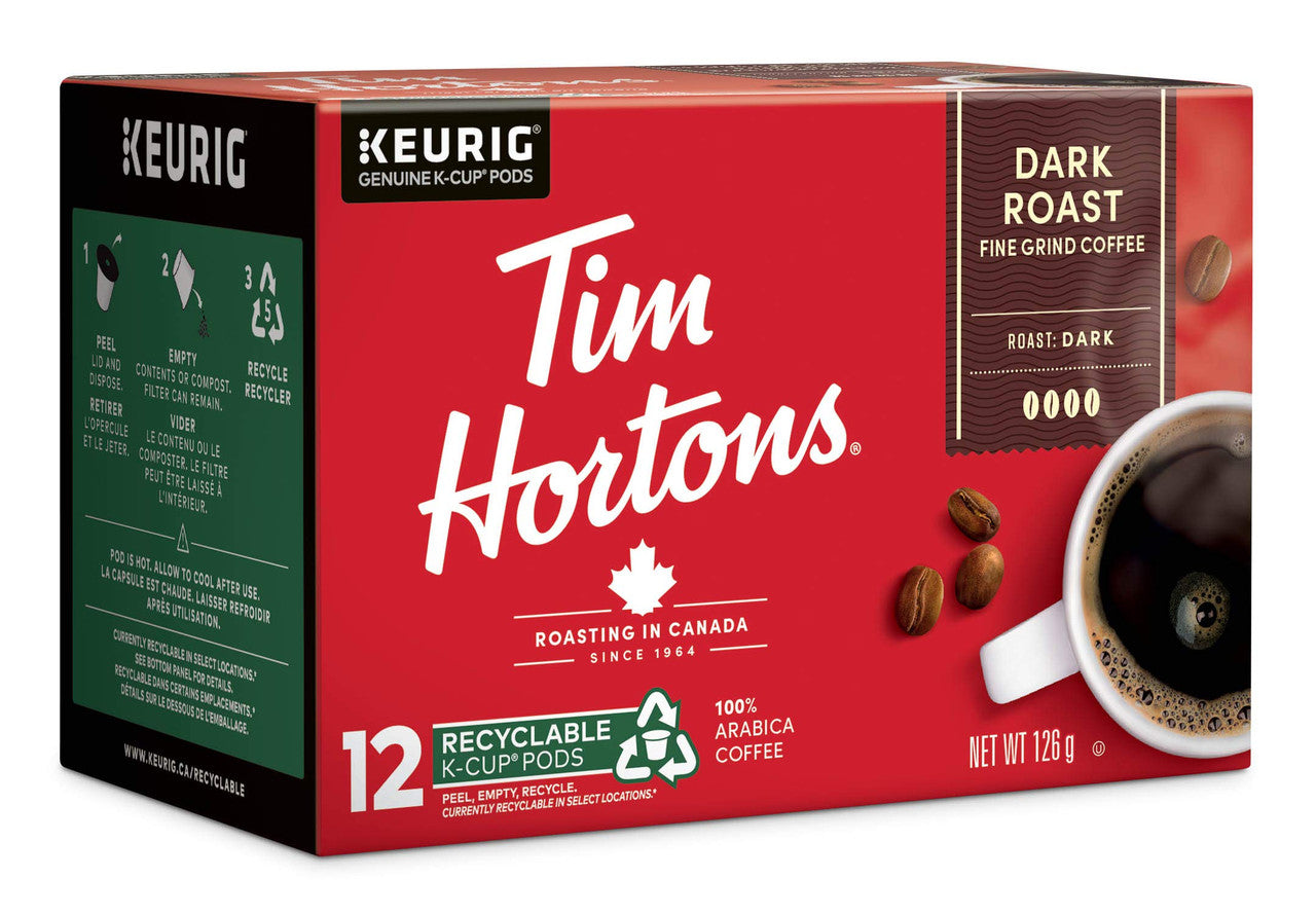 Tim Horton's K-Cup Dark Roast 12 Count {Imported from Canada}